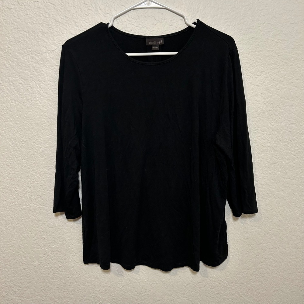 J. Jill Wearever Collection Black 3/4 Sleeve Crew Neck Shirt Women's Size Large